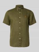 Polo Ralph Lauren Regular Fit Leinenhemd mit Button-Down-Kragen in Oli...