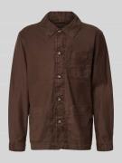 Gant Regular Fit Hemdjacke aus Leinen-Mix in Mittelbraun, Größe L