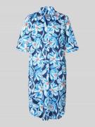 WHITE LABEL Knielanges Hemdblusenkleid im Allover-Look in Blau, Größe ...