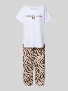 LOUIS & LOUISA Pyjama mit Stitching Modell 'Wild und Wunderbar' in Wei...
