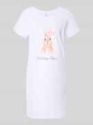 LOUIS & LOUISA Oversized Nachthemd Modell 'Lieblingshase' in Weiss, Gr...