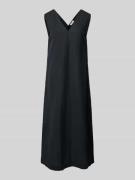 Christian Berg Woman Leinenkleid mit V-Ausschnitt in Black, Größe 40