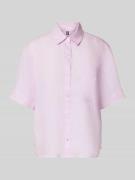 Tommy Hilfiger Regular Fit Leinenbluse mit Logo-Stitching in Rosa, Grö...