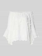 Apricot Blusenshirt mit Spitze in Offwhite, Größe L