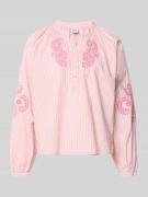 Emily Van den Bergh Regular Fit Bluse mit floralem Stitching in Rosa, ...