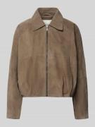 My Essential Wardrobe Regular Fit Lederjacke aus echtem Ziegenvelours ...