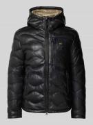 Blauer USA Lederjacke mit Label-Patch Modell 'DROHAN' in Black, Größe ...