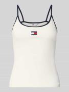 Tommy Jeans Slim Fit Trägertop aus Baumwoll-Mix in Weiss, Größe L