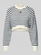 Tommy Jeans Boxy Fit Strickpullover mit Woll-Anteil in Weiss, Größe L