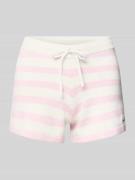Guess Jeans Strickshorts mit Streifenmuster und Label-Stitching in Ros...