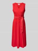 ROBE LÉGÈRE Midikleid mit V-Ausschnitt und Bindegürtel in Rot, Größe 3...