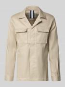 Profuomo Regular Fit Hemdjacke aus Leinen-Mix mit Brusttaschen in Beig...
