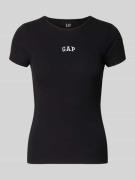 GAP T-Shirt in Ripp-Optik mit Logo in Black, Größe L