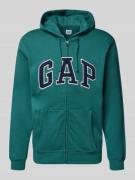 GAP Sweatjacke mit Logo und Känguru-Tasche in Smaragd, Größe L