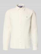 Tommy Jeans Regular Fit Freizeithemd aus Leinen-Baumwoll-Mix in Offwhi...