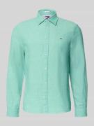 Tommy Jeans Regular Fit Freizeithemd aus Leinen-Baumwoll-Mix in Gruen,...