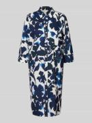 WHITE LABEL Knielanges Hemdblusenkleid im Allover-Look in Dunkelblau, ...
