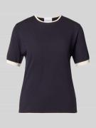 comma Strickshirt mit Rundhalsausschnitt in Marine, Größe 34