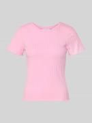 Rich & Royal T-Shirt aus Viskose-Mix in Ripp-Optik in Rosa, Größe L