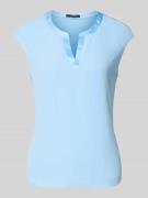 comma T-Shirt aus Viskose-Elasthan-Mix mit V-Ausschnitt in Blau, Größe...