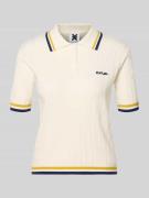 Karo Kauer Regular Fit Poloshirt mit Zopfmuster und Logo-Stitching in ...