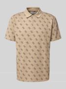 Guess Regular Fit Poloshirt mit Logo-Muster in Beige, Größe L
