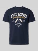 Guess T-Shirt mit Rundhalsausschnitt und Label-Stitching in Marine, Gr...