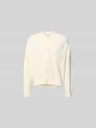 MAISON KITSUNÉ Strickjacke mit floralem Stitching in Ecru, Größe L