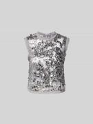 BAUM & PFERDGARTEN Top mit Allover-Pailettenbesatz in Silber, Größe 34