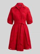 Lauren Ralph Lauren Hemdblusenkleid aus Lochspitze in Rot, Größe 34