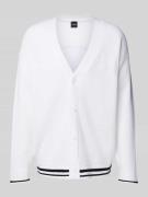 BOSS Green Strickjacke mit Knopfleiste in Weiss, Größe M