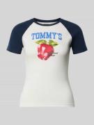 Tommy Jeans Slim Fit T-Shirt aus Baumwoll-Mix in Weiss, Größe L