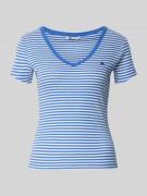 Tommy Jeans Slim Fit T-Shirt aus Baumwoll-Mix in Blau, Größe L