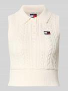 Tommy Jeans Slim Fit Pullunder aus reiner Baumwolle in Weiss, Größe L