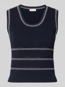 Liu Jo White Stricktop aus Viskose-Mix mit Rundhalsausschnitt in Marin...