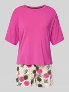 Schiesser Kurzer Schlafanzug im Allover-Look in Pink, Größe 36