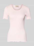 MOS MOSH T-Shirt mit Rippenstruktur Modell 'Elaine' in Hellrosa Melang...