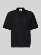 Jack & Jones Regular Fit Poloshirt mit V-Ausschnitt in Black, Größe L