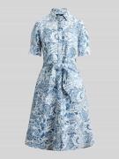 Lauren Ralph Lauren Leinenkleid aus reinem Leinen mit Bindegürtel in B...