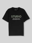 Tom Tailor Denim Relaxed Fit T-Shirt aus reiner Baumwolle in Black, Gr...