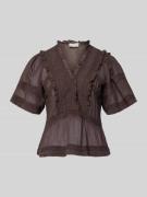 Neo Noir Blusenshirt mit Häkelspitze Modell 'Evienne' in Dunkelbraun, ...