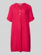 ZABAIONE Tunikakleid aus Leinen mit V-Ausschnitt Modell 'Ki44ra' in Pi...
