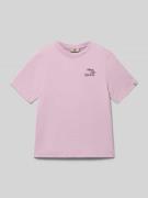 Garcia Regular Fit T-Shirt mit Logo-Print in Rosa, Größe 140