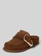 INUIKII Mules aus echtem Leder mit Logo-Detail in Dunkelbraun, Größe 3...