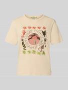 Scotch & Soda Regular Fit T-Shirt mit floralem Stitching in Ecru, Größ...