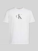 CK Calvin Klein Regular Fit T-Shirt mit Logo Print in Weiss, Größe L