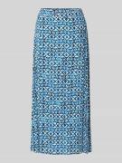 ICHI Midirock aus Viskose im Allover-Look Modell 'MARRAKECH' in Blau, ...