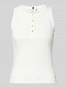 Tommy Hilfiger Slim Fit T-Shirt aus reiner Baumwolle in Ecru, Größe L