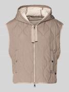 WHITE LABEL Steppweste mit Kapuze und Zweiwege-Reißverschluss in Taupe...