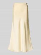 Neo Noir Maxirock aus Satin Modell 'Vicky' in Pastellgelb, Größe 34